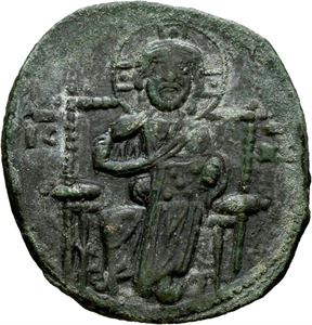 Constantin IX Monomachus 1042-1055, Æ anonymus follis, Constantinople. Kristus s