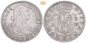 Carl IV, 8 reales 1792. S CN. Sevilla