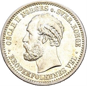 OSCAR II 1872-1905, KONGSBERG, 1 krone 1892