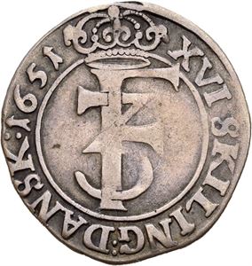 FREDERIK III 1648-1670, CHRISTIANIA, 1 mark 1651. S.41