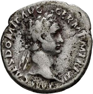 Domitian 81-96, denarius, Roma 192/3 e.Kr. R: Minerva stående mot høyre