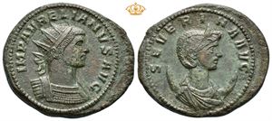 Aurelian with Severina. AD 270-275. Æ double sestertius (32 mm, 16,63 g).