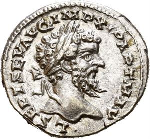 Septimius Severus. AD 193-211. AR denarius, Laodicea AD 198, (3,48 g).  Laureate head of S. Severus right / COS II P P, Victory advancing left, holding wreath and palm branch. Well struck and toned. Small scratch on the obverse at 3 o´clock.