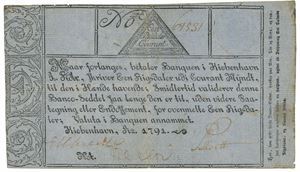 1 rigsdaler courant 1791. No. 61531.