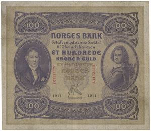 100 kroner 1911. A.1143155. R