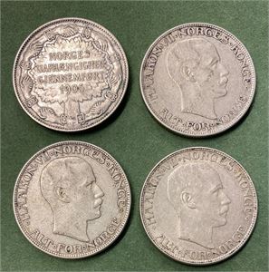 Lot 4 stk. 2 kroner 1907, 1910, 1914 og 1916