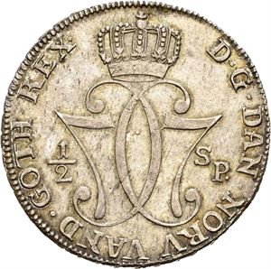 CHRISTIAN VII 1766-1808, KONGSBERG, 1/2 speciedaler 1778. S.2