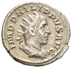 PHILIP I 244-249, antoninian, Roma 249 e.Kr. R: Fire legionfaner