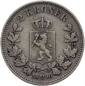 2 kroner 1890, småriper