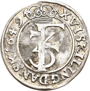 FREDERIK III 1648-1670 1 mark 1649. S.31