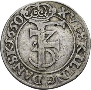 FREDERIK III 1648-1670. 1 mark 1650. S.26