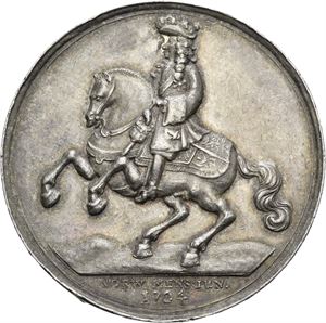 Frederik IV, Besøket på Kongsberg 1704. Ukjent medaljør. Sølv. 43 mm