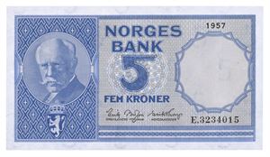 5 kroner 1957. E3234015