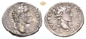 Antoninus Pius, with Marcus Aurelius as Caesar. AD 138-161. AR denarius (3,42 g)