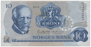 10 kroner 1972. QP0068025. Erstatningsseddel.