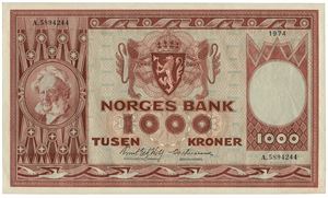 1000 kroner 1974. A5894244