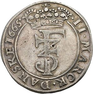 FREDERIK III 1648-1670. 2 mark 1665. S.43