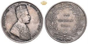 Carl XV, Kastemynt til kroningen 1860. Bergslien. Sølv. 30 mm