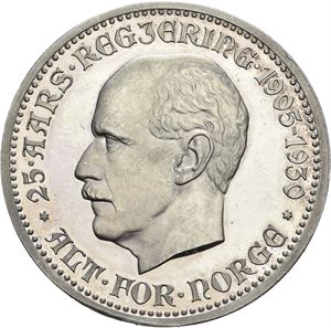 Haakon VII, 25 års regjering 1930. Rui. Sølv. 35 mm