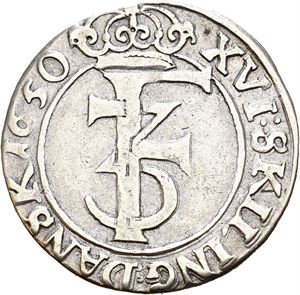 Frederik III 1648-1670. 1 mark 1650. S.26/27