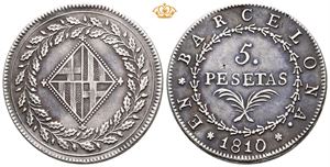 Spania 5 pesetas 1810 Barcelona