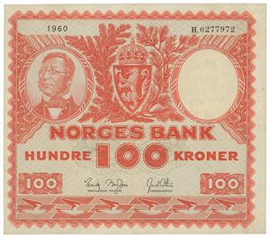 100 kroner 1960. H.0277972.