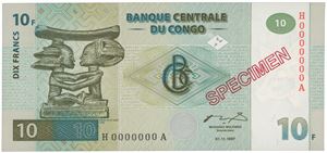 Congo Dem.rep. 10 francs