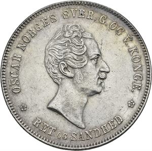 OSCAR I 1844-1859. KONGSBERG. Speciedaler 1850