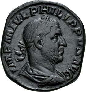 PHILIP I 244-249, Æ sestertius, Roma 245-247 e.Kr. R: Annona stående
