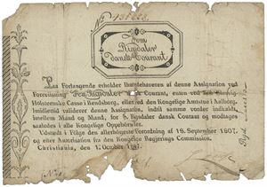 5 rigsdaler courant 1807. No. 435228.