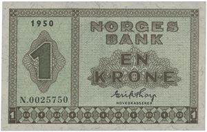 1 krone 1950. N.0025750.