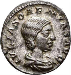 JULIA SOAEMIAS d.222 e.Kr., denarius, Roma 220 e.Kr. R: Venus sittende mot venstre