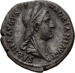 Sabina d.137 e.Kr., denarius, Roma 129 e.Kr. R: Concordia sittende mot venstre