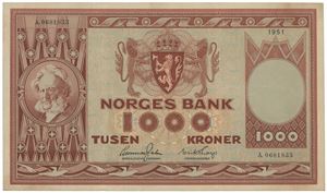 1000 kroner 1951. A.0681833