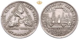 Frederik IV. Stralsunds Erobring 1715. Ukjent medaljør. Sølv. 34 mm