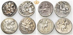 Lot of four AR Drachms from the time of Alexander III and his successors