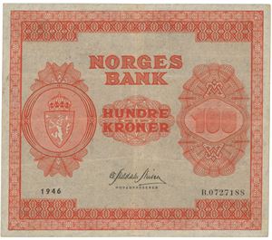 100 kroner 1946. B.0727188