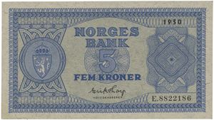 5 kroner 1950. E.8822186.
