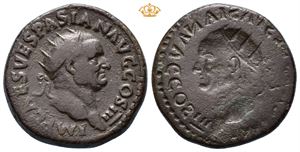 Vespasian. AD 69-79. Æ brockage dupondius (14,14 g).