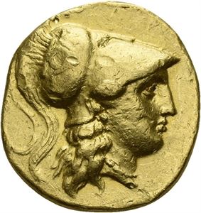 MAKEDONIA, Alexander den store 336-323 f.Kr., stater, Miletus (8,32 g). Hode av Athene mot høyre/Nike stående mot venstre