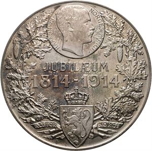 Konstitusjonens 100 års jubileum 1914. Throndsen. Sølv. 61 mm