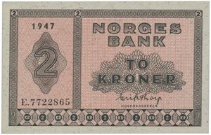 2 kroner 1947. E.7722865.