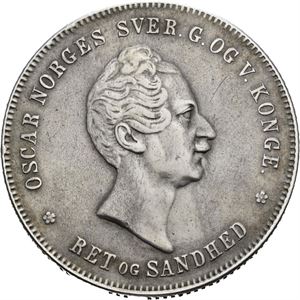 OSCAR I 1844-1859. Speciedaler 1855. Svakt monteringsspor/slight trace of mounting