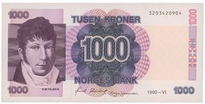 1000 kroner 1990. 3203420904