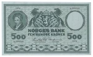 500 kroner 1974. G.2004948. Erstatningsseddel