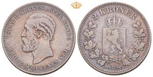 2 kroner 1888. Riper på revers/scratches on reverse