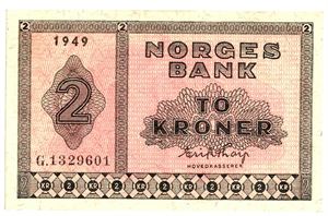 2 kroner 1949. G1329601