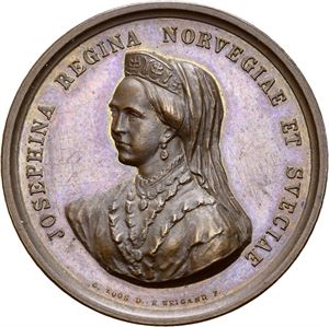 Dronning Josephines minnemedalje 1876. Weigand. Bronse. 27 mm