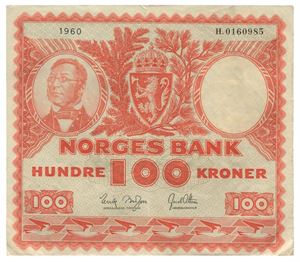 100 kroner 1960. H0160985