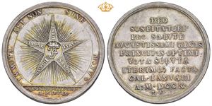 Nytaarsmedaille 1710 over kongens reise 1709, sølv